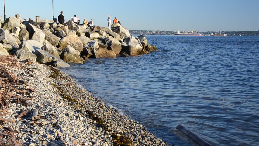 Beautiful ocean view over pacific ocean west coast in Dundarave Park in Vancouver, Canada