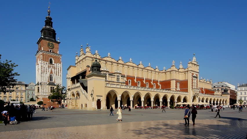 Cloth Market and Town Hall Tower at Main Market Square, Krakow, Poland