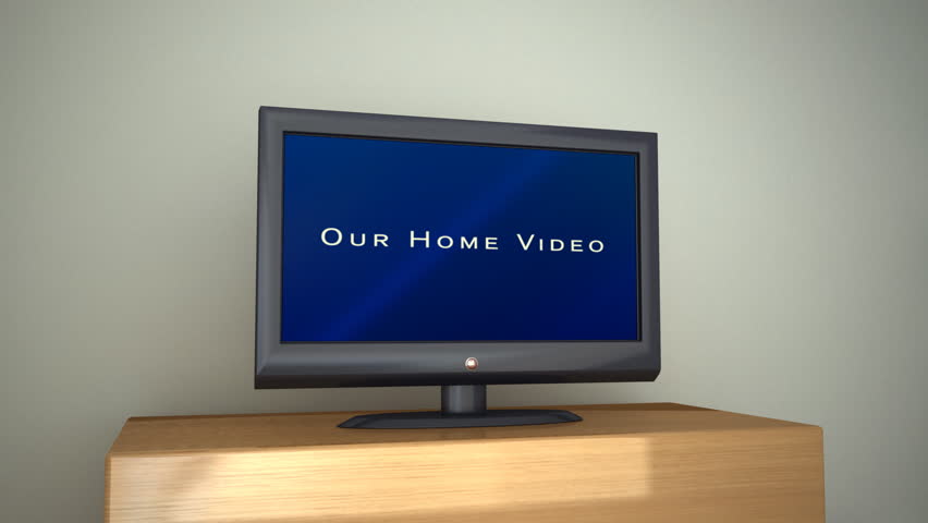 TV flat screen with "Home Movie" signage