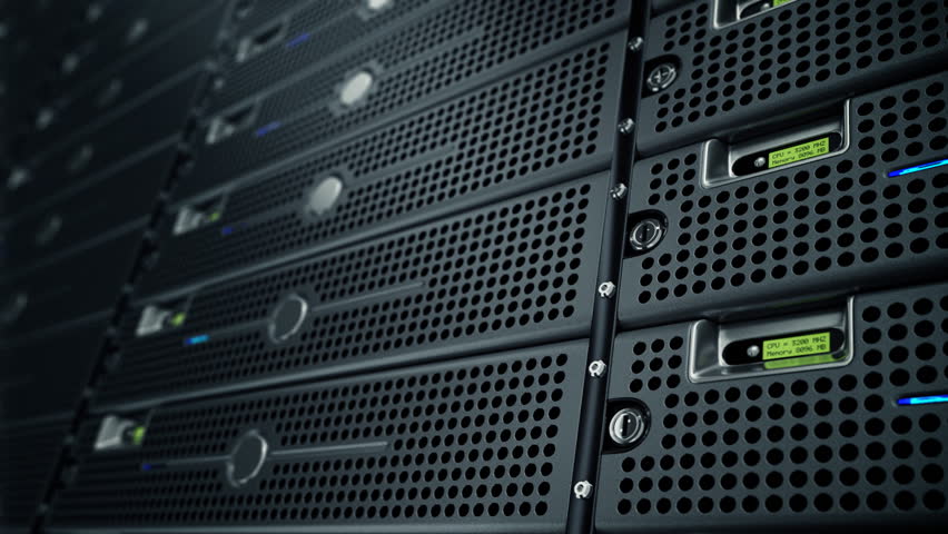 Seamlessly looping animation of rack servers in data center