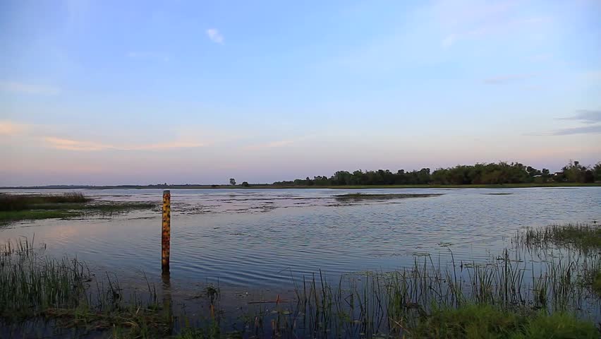 Water level of the dam.