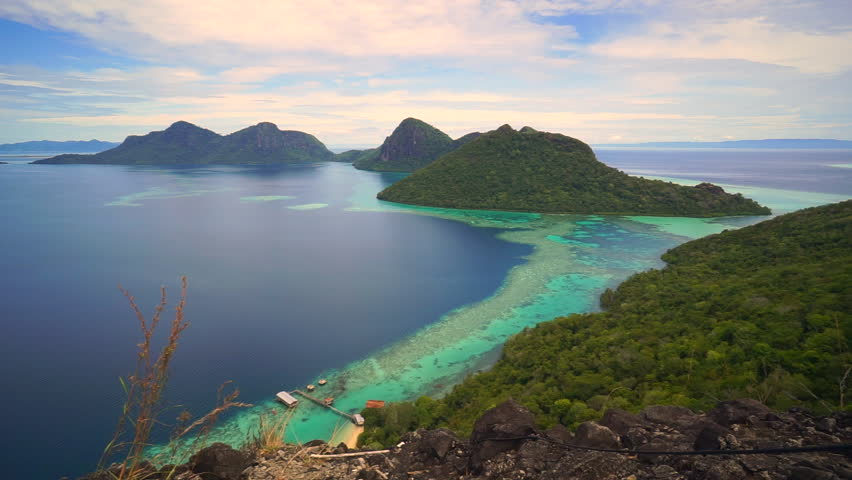 Timelapse Of Malaysia Sabah Borneo Scenic View Of Tun Sakaran Marine