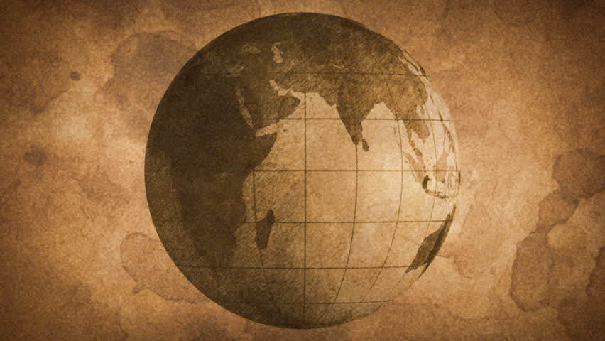 Vintage Rotating Globe And Map Of The World Background Animation Stock