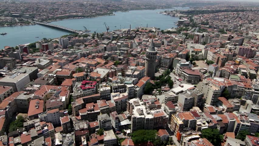 Aerial view of the galata tower wide angel october 28, 2011 ower istanbul
