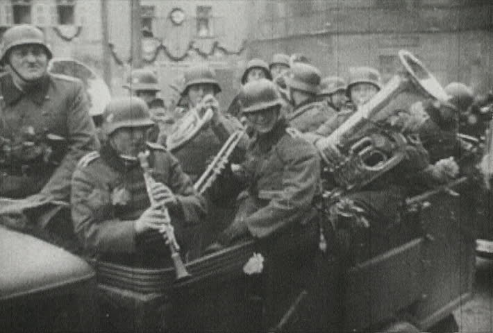 EUROPE - CIRCA 1942-1944: World War II, Nazi Soldier Musicians Parade