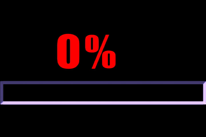 percentage increases with a progress bar and fireworks explode after one hundred percent achieved on a transparent background