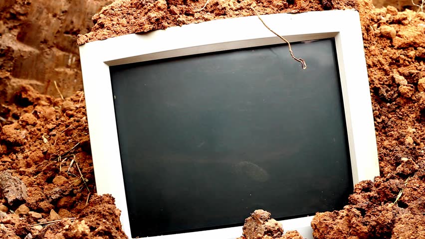 hd video of old computer monitor buried