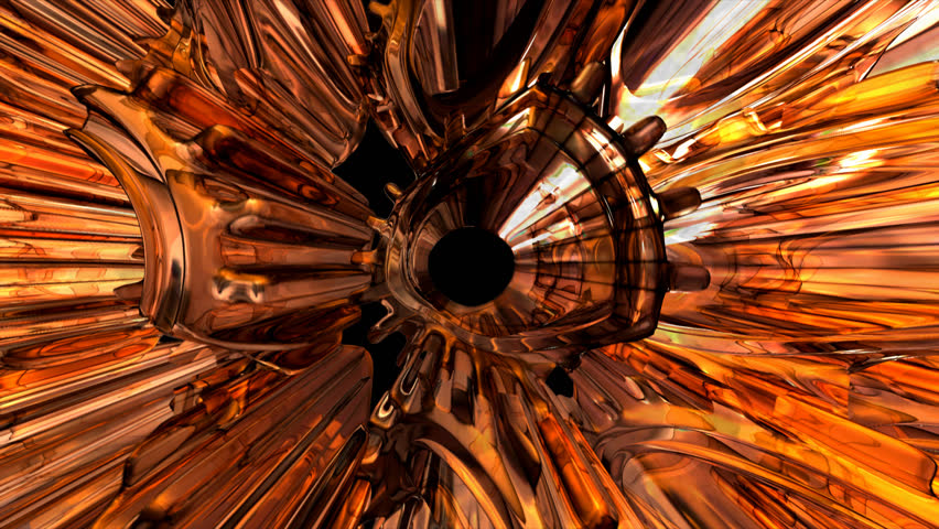 Transparent gears rotating in a loop. Rotating in a very wide perspective giving interesting background.