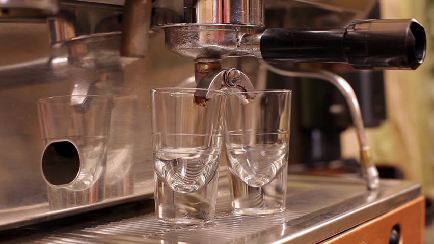 Espresso machine brewing coffee