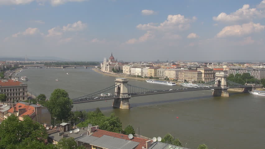 Timelapse of The Szachenyi Chain Bridge and traffic on May 28, 2011 in Budapest. 