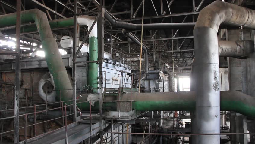 The interior of an old power station
