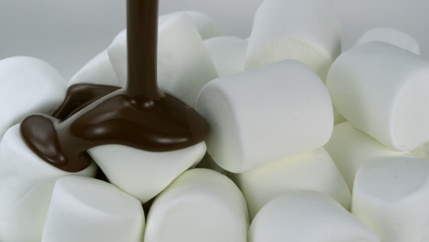 Close-up Chocolate covering Marshmallows