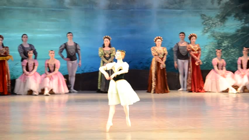 DONETSK, UKRAINE - MARCH 25: Performance of Swan Lake on March 25, 2012 at the Donetsk national academic opera and ballet theatre of A.B.Solovjanenko in Donetsk, Ukraine.
