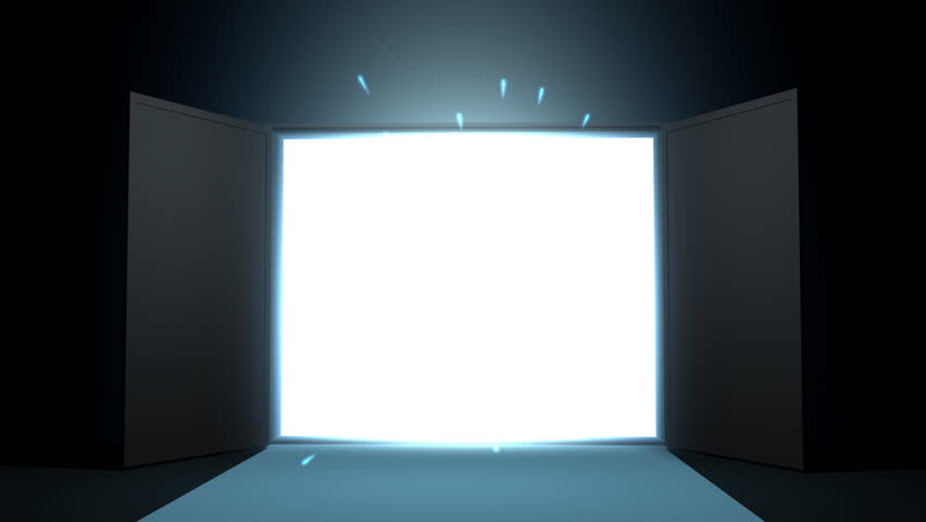Door opening to shining light