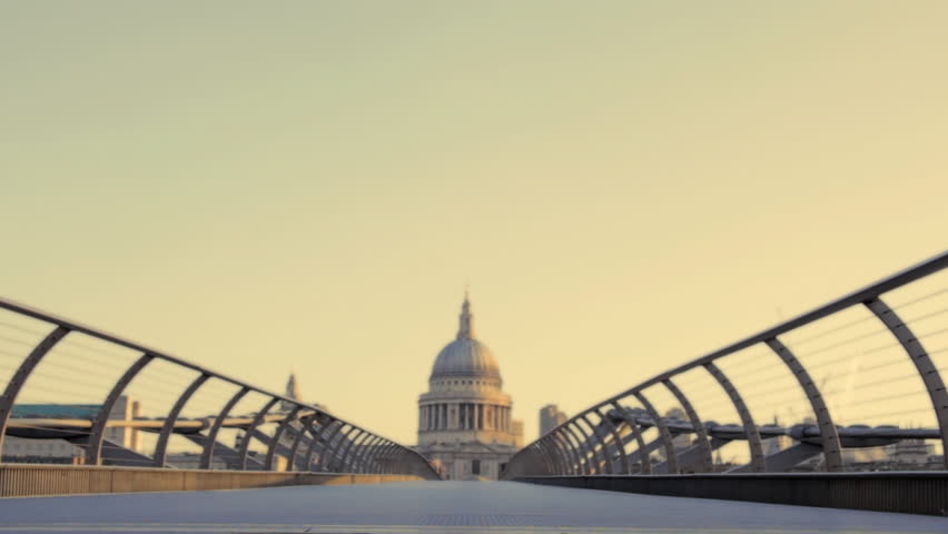 Male starting positions on millennium bridge London, UK and sprint over bridge