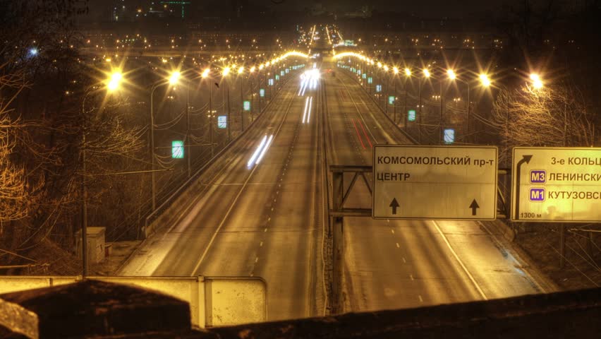 Moscow city night. Time lapse.