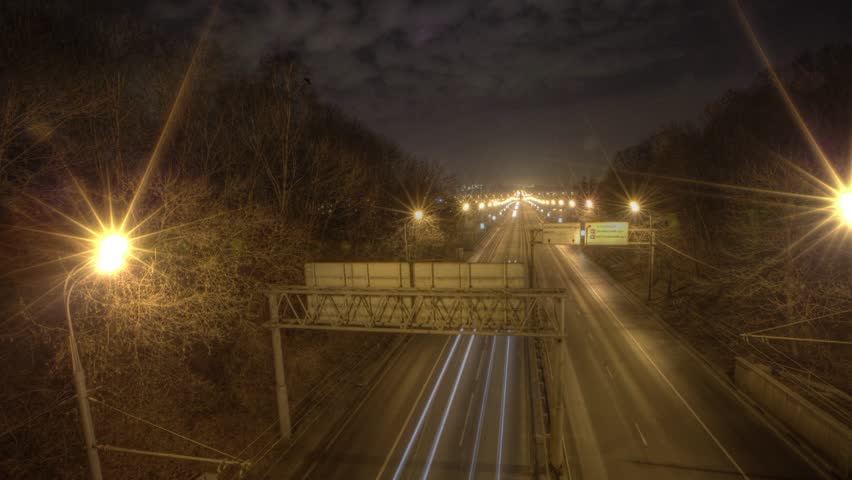 Moscow city night. Time lapse.