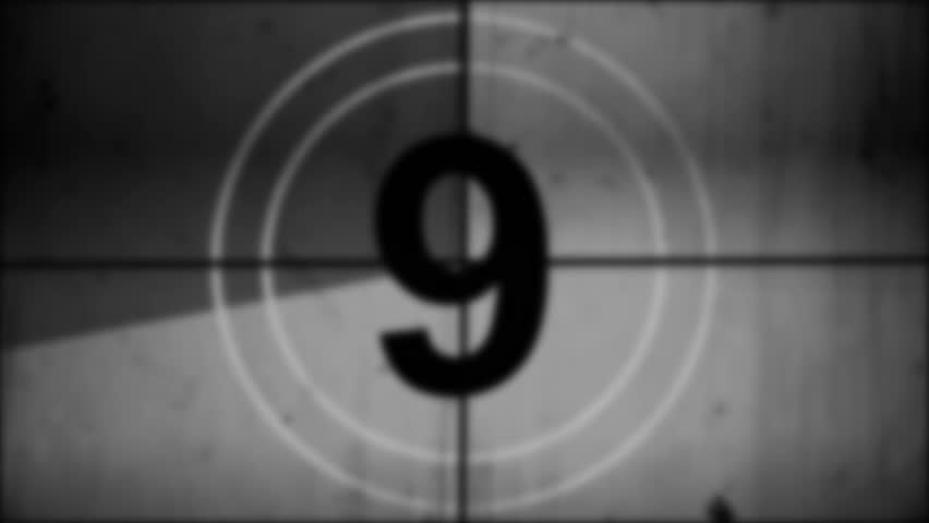 Universal film leader with sound. Counting down from 10 to 0.