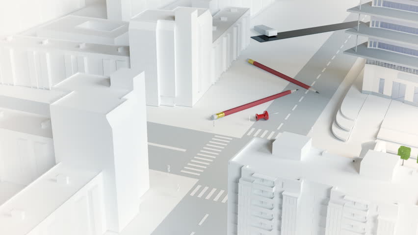 camera fly cross architectural model