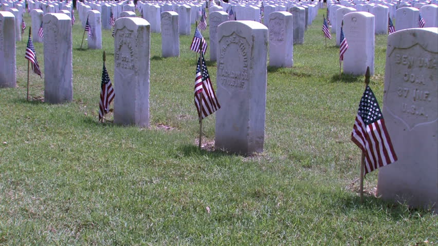 Graves and headstones at Ft Sam Houston Veterans Cemetery San Antonio Texas. Heroes and warriors, members of military and veterans.