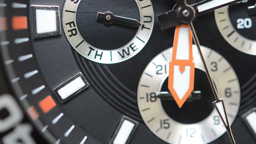 luxury man watch detail, chronograph close up