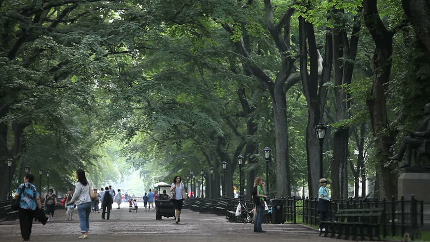 New York - Circa 2009: Central Park in 2009. People walking in Central Park, New York City, New York.