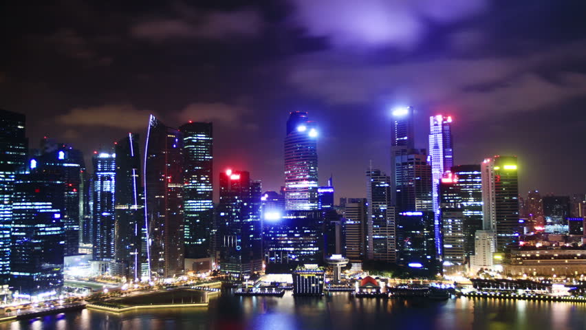Cityscape at night. Time lapse. Singapore. High quality Footage - Original Size 4k (4096x2304)