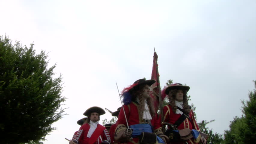 STAFFARDA, ITALY - CIRCA 2012: Reenactment of the battle fought during Nine Years' War in Piedmont-Savoy (northern Italy) on 18 August 1690. It was a victory for the French commander against the Duke of Savoy.