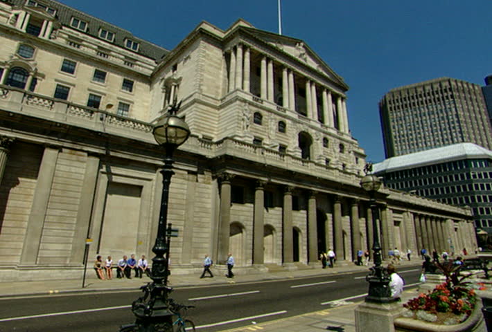 LONDON - Circa 2002: Facade of the Bank of England in London in 2002