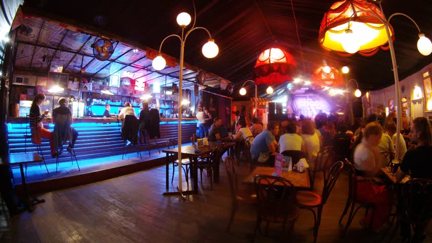MOSCOW - APR 26: (Timelapse View) Visitors have rest in cafe Gogol, on Apr 26, 2012 in Moscow, Russia
