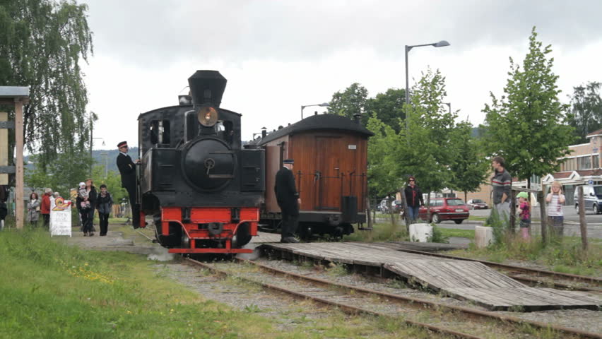 OSLO, NORWAY - JULY 1: Steam locomotive railway line the Urskog-HÃ¸land line on July 1, 2012 in Oslo, Norway. A tourist attraction. Open for sightseing tours June - September