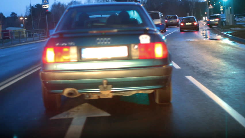 RIGA, LV - CIRCA MAY 2012: Time lapse video of driving on a road at night.
