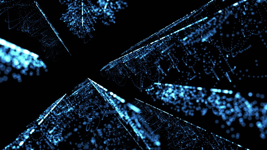 Blue abstract neon technological background in perspective loop