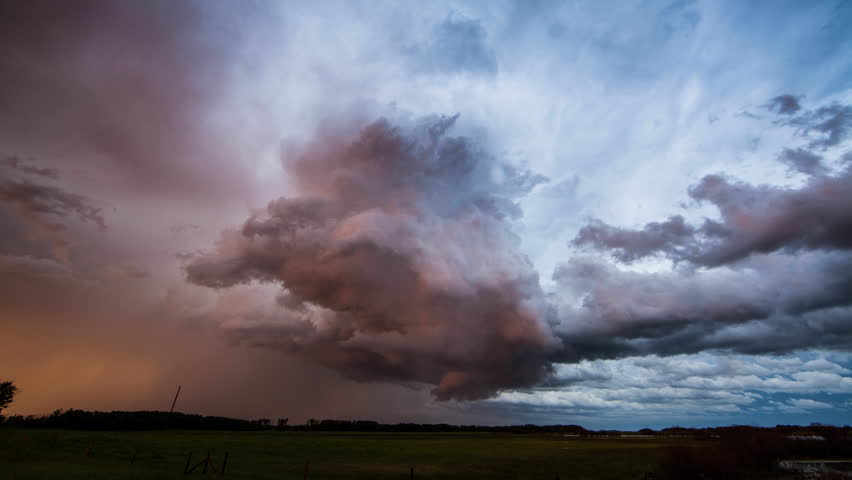 Storm Tracking Through the Sky During Sunset