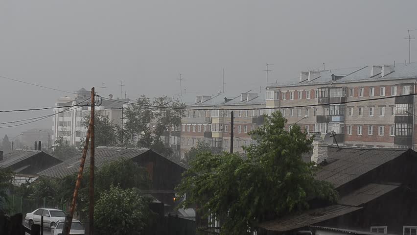 Heavy rain in town