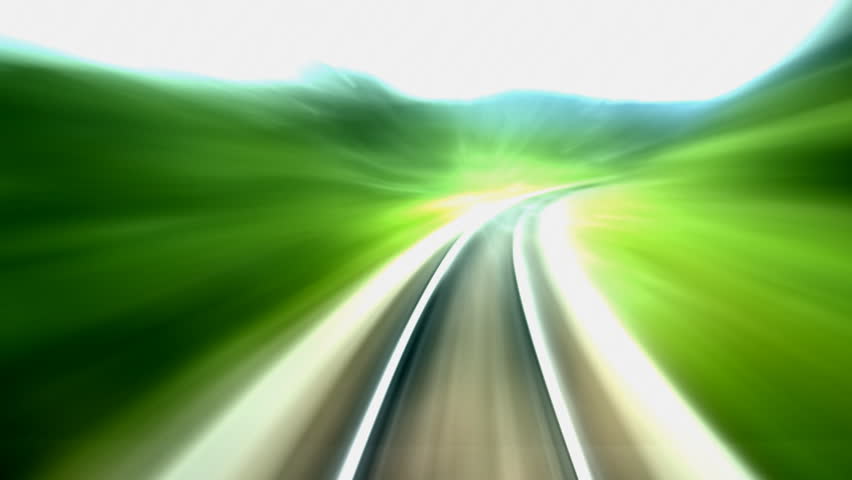 Railroad tracks in moving, SEAMLESS LOOP. Perfect for title background or logo creation.