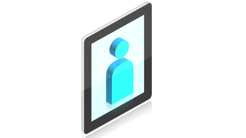 3D animation of tablet pc with man Icons for use in presentations, manuals, design, etc.
