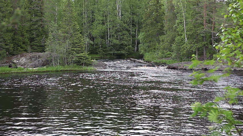 Ruskeala waterfalls - four lowland falls in Sortavala region on the river Tohmajoki in Ruskeala, Karelia, Russia