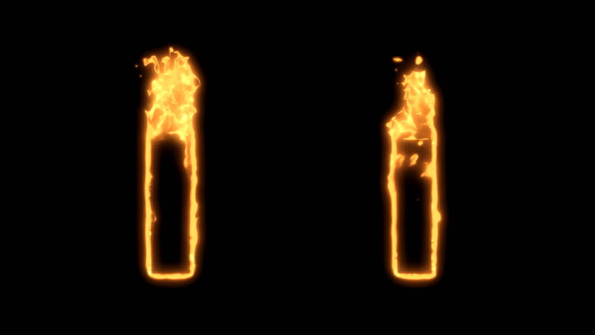 Flaming Alphabet. Upper and lower case I bursting into flames. Part of a series an alphabet, numbers and other characters.