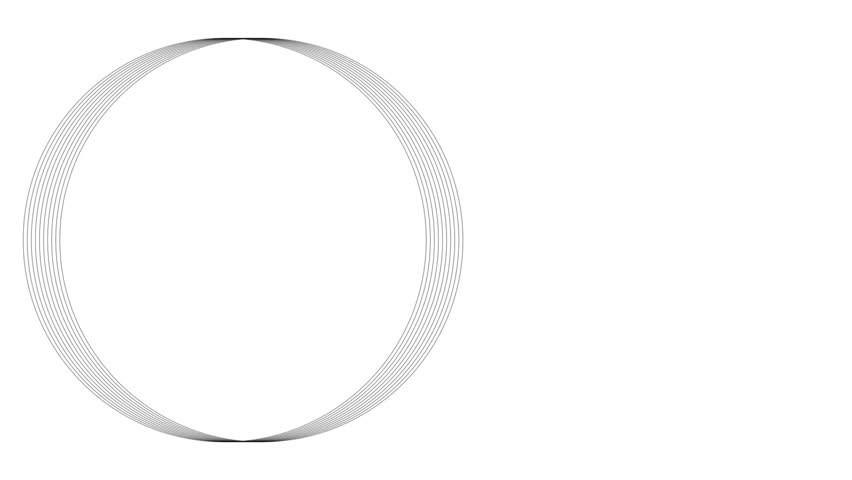 Repeating circles forming ever more complicated patterns. Five versions in this clip.