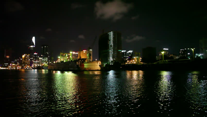 A night view of the city of Saigon in Vietnam