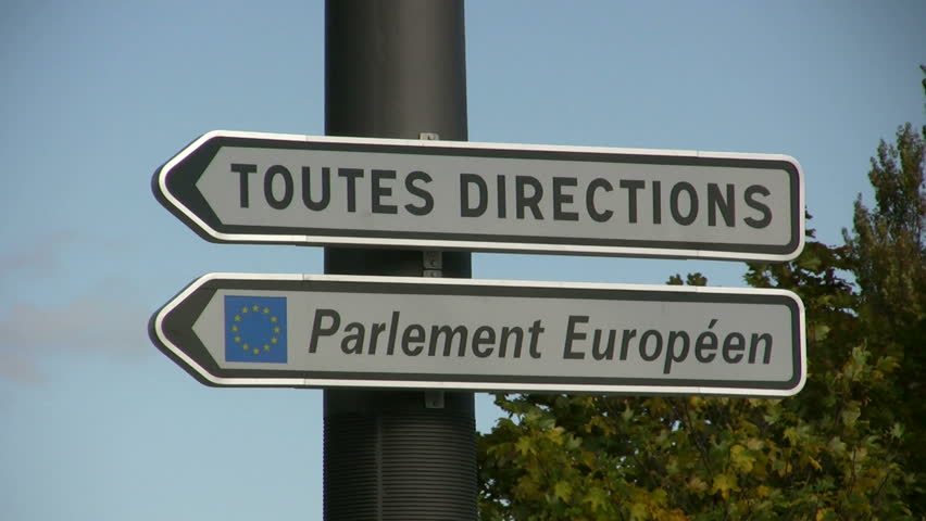 European Parliament sign in Strasbourg