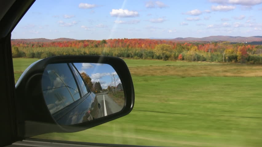 Driving on a perfect autumn day. Quebec, Canada.