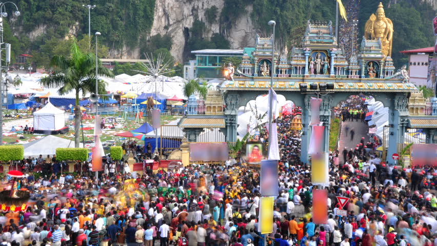 MALAYSIA - JANUARY 20: Time lapse of the Thaipusam festival, celebrated mostly by the Tamil, on January 20, 2011 at Batu Caves in Kuala Lumpur, Malaysia.