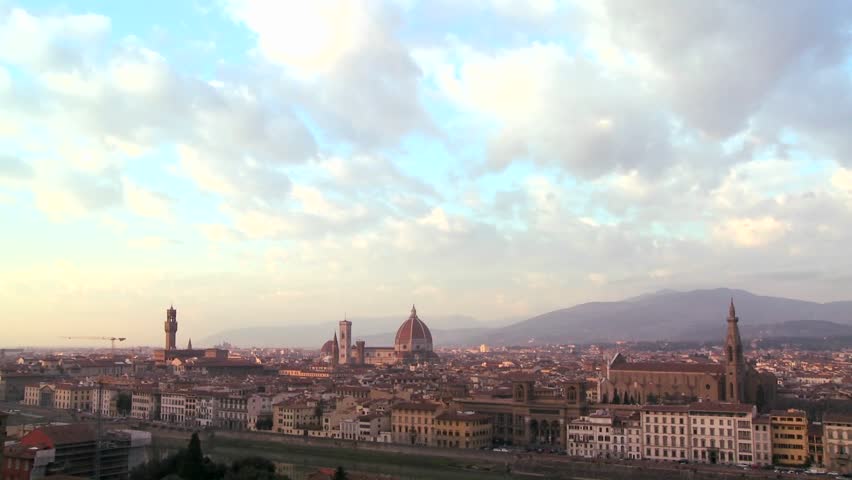 FLORENCE, ITALY-CIRCA 2011-Time clouds moving over Florence, Italy.