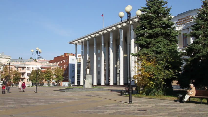 KRASNODAR, RUSSIA, - OCTOBER 29: Monument to the first poet of Russia â Alexander Pushkin, October 29, 2011. Filmed at 50 fps.