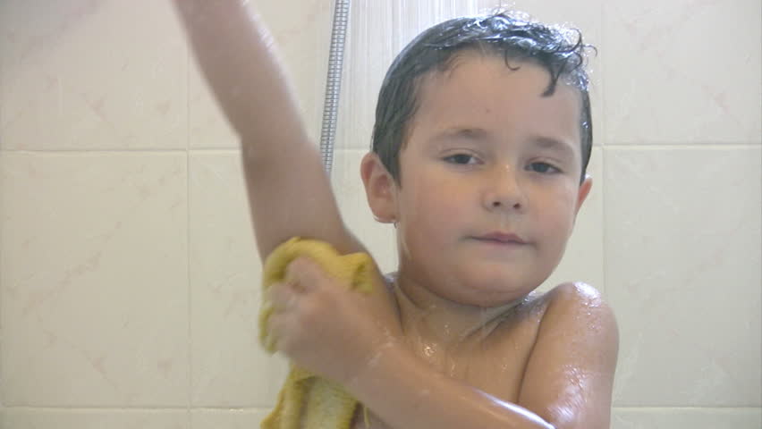 Little boy in shower