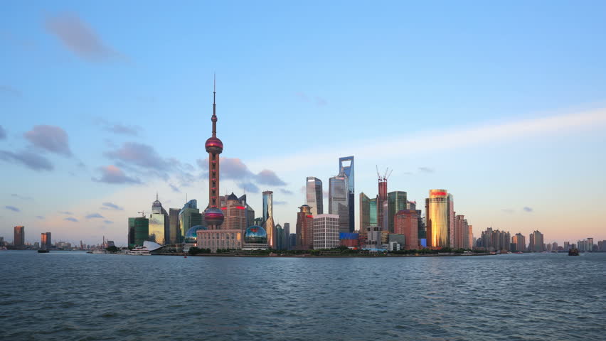 Shanghai from day to night, time lapse.
