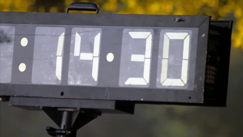 Outdoor Mechanical Analog Field Clock Time From 14:30 To 15:25