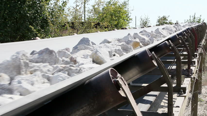 Long conveyor belt transporting stones to the manufacturing plant about 5 miles away.